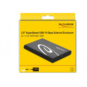 DeLOCK 2.5″ SATA HDD/SSD 6Gbp behuizing met USB C kabel - Zwart
