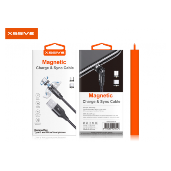 Xssive Magnetische USB kabel voor Type-C en Micro - 1 Meter